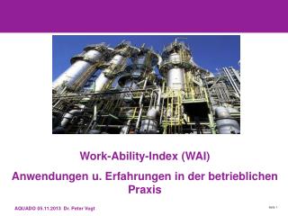 Work-Ability-Index (WAI) Anwendungen u. Erfahrungen in der betrieblichen Praxis