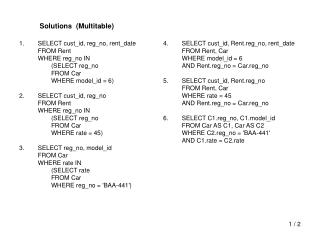 SELECT cust_id, reg_no, rent_date 	FROM Rent 	WHERE reg_no IN (SELECT reg_no 		FROM Car