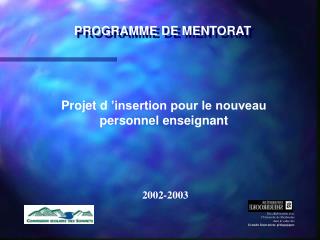 PROGRAMME DE MENTORAT