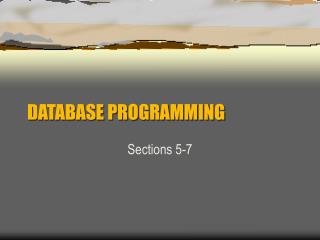 DATABASE PROGRAMMING