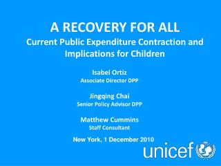 A RECOVERY FOR ALL Current Public Expenditure Contraction and Implications for Children