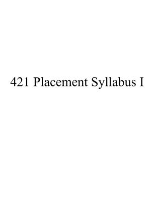 421 Placement Syllabus I