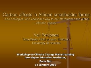 Workshop on Climate Change Mainstreaming into Higher Education Institutes, Bahir Dar