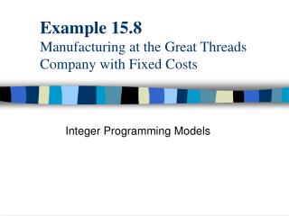 Example 15.8 Manufacturing at the Great Threads Company with Fixed Costs