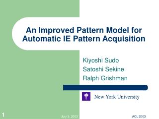 An Improved Pattern Model for Automatic IE Pattern Acquisition