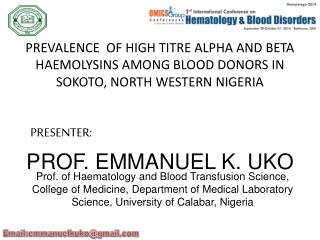 PROF. EMMANUEL K. UKO