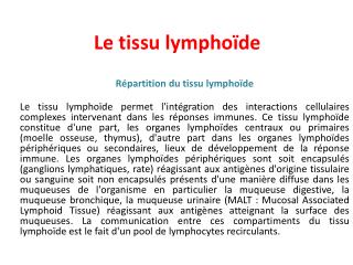 Le tissu lymphoïde