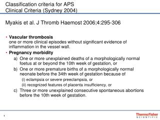Classification criteria for APS Laboratory Criteria