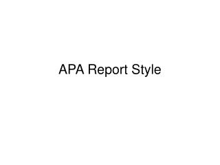 APA Report Style