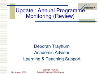 Update : Annual Programme Monitoring (Review)