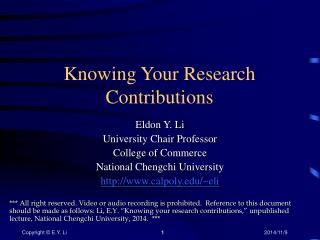 Knowing Your Research Contributions