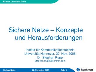 Sichere Netze – Konzepte und Herausforderungen