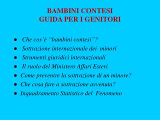 BAMBINI CONTESI GUIDA PER I GENITORI