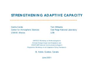 Adaptation Capacity How can it be strengthened?