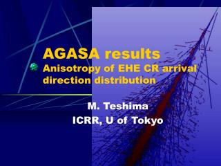 AGASA results Anisotropy of EHE CR arrival direction distribution