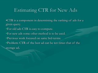 Estimating CTR for New Ads