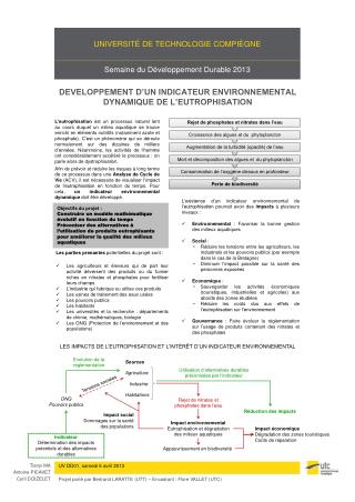 DEVELOPPEMENT D’UN INDICATEUR ENVIRONNEMENTAL DYNAMIQUE DE L’EUTROPHISATION