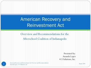 American Recovery and Reinvestment Act