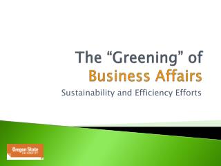 The “Greening” of Business Affairs