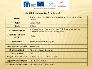 Identifikátor materiálu: EU – 14 - 18