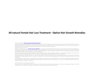 All-natural Female Hair Loss Treatment - Option Hair Growth