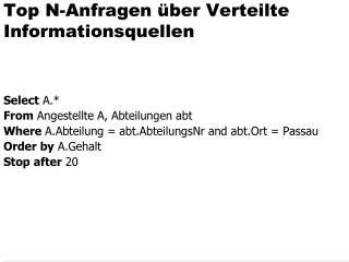 Top N-Anfragen über Verteilte Informationsquellen