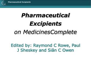 Pharmaceutical Excipients on MedicinesComplete