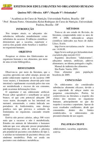 EFEITOS DOS EDULCORANTES NO ORGANISMO HUMANO