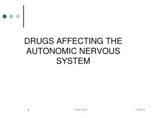 DRUGS AFFECTING THE AUTONOMIC NERVOUS SYSTEM