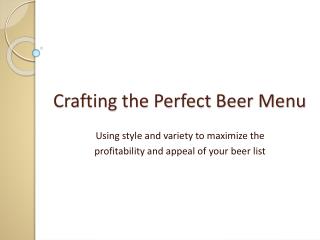 Crafting the Perfect Beer Menu