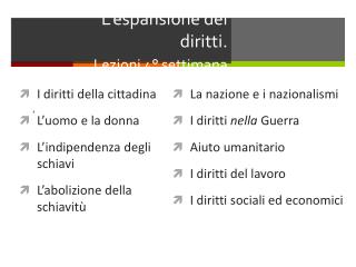 L’espansione dei diritti . Lezioni 4° settimana