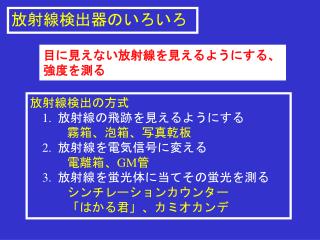 目に見えない放射線を見えるようにする、強度を測る