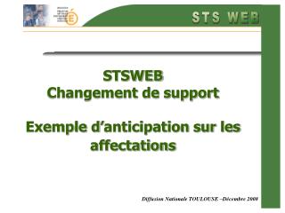 STSWEB Changement de support Exemple d’anticipation sur les affectations