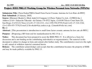 Project: IEEE P802.15 Working Group for Wireless Personal Area Networks (WPANs)