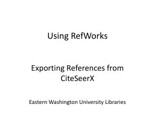 Using RefWorks