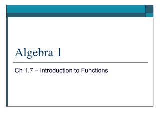 Algebra 1