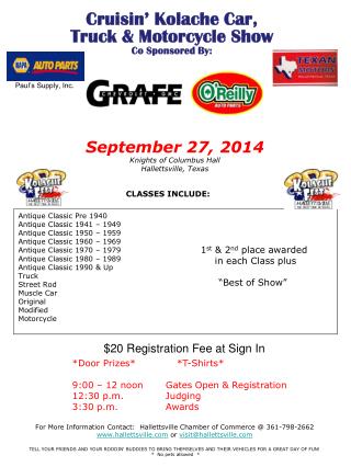 September 27, 2014 Knights of Columbus Hall Hallettsville, Texas