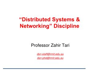 “Distributed Systems &amp; Networking” Discipline