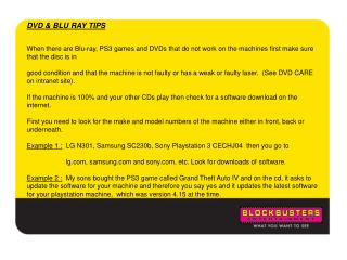 DVD &amp; BLU RAY TIPS