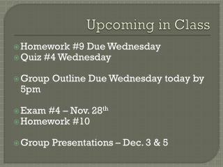 Upcoming in Class