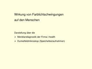 Wirkung von Farblichtschwingungen auf den Menschen