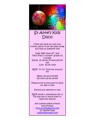 St Anne’s Kids Disco