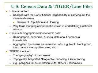 U.S. Census Data &amp; TIGER/Line Files