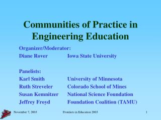 Communities of Practice in Engineering Education