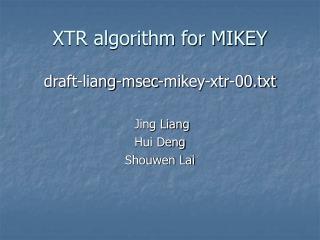 XTR algorithm for MIKEY