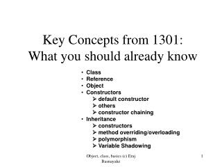 Key Concepts from 1301: What you should already know