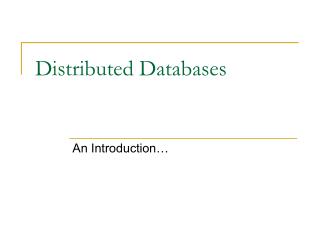 Distributed Databases