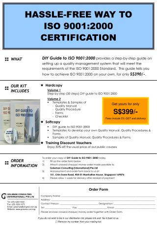 HASSLE-FREE WAY TO ISO 9001:2000 CERTIFICATION