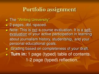 Portfolio assignment