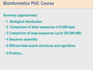 Bioinformatics PhD. Course